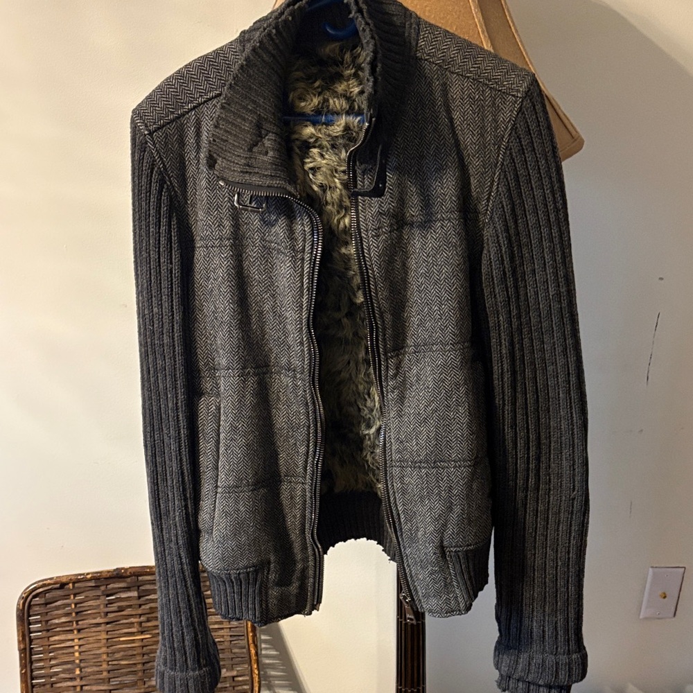 Dolce & Gabbana dark gray wool Jacket with lambs Fur interior ..